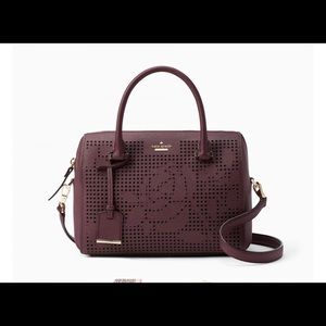 Kate Spade Cameron Street perforated large Lane satchel deep plum